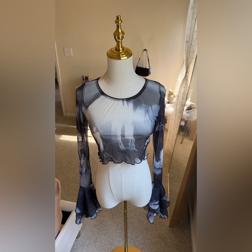 Elegant Sheer Black and White Women's Top